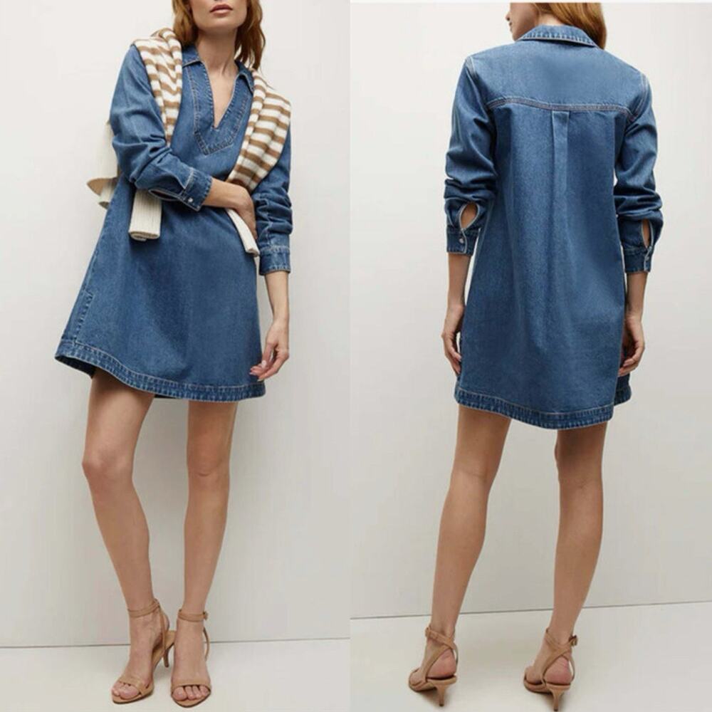 Veronica Beard Wasta Denim Mini Dress Cornflower Blue XS